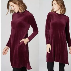 EUC PUREJILL Velour Burgundy Tunic Shift dress Sz Medium